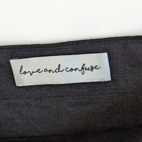 Love and Confuse Alexis Linen Tunic Top Black Front Pocket Lightweight Elegant - Picture 4 of 10